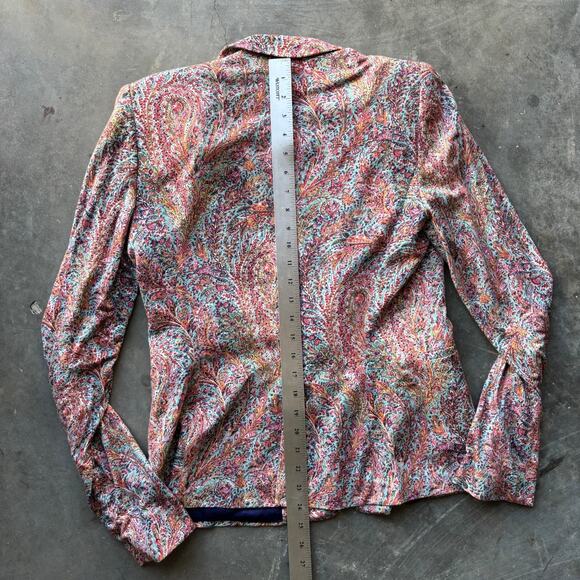 Zara Basic Blazer Women's Medium Paisley Print Knit Stretch One Button Jacket - Picture 11 of 12